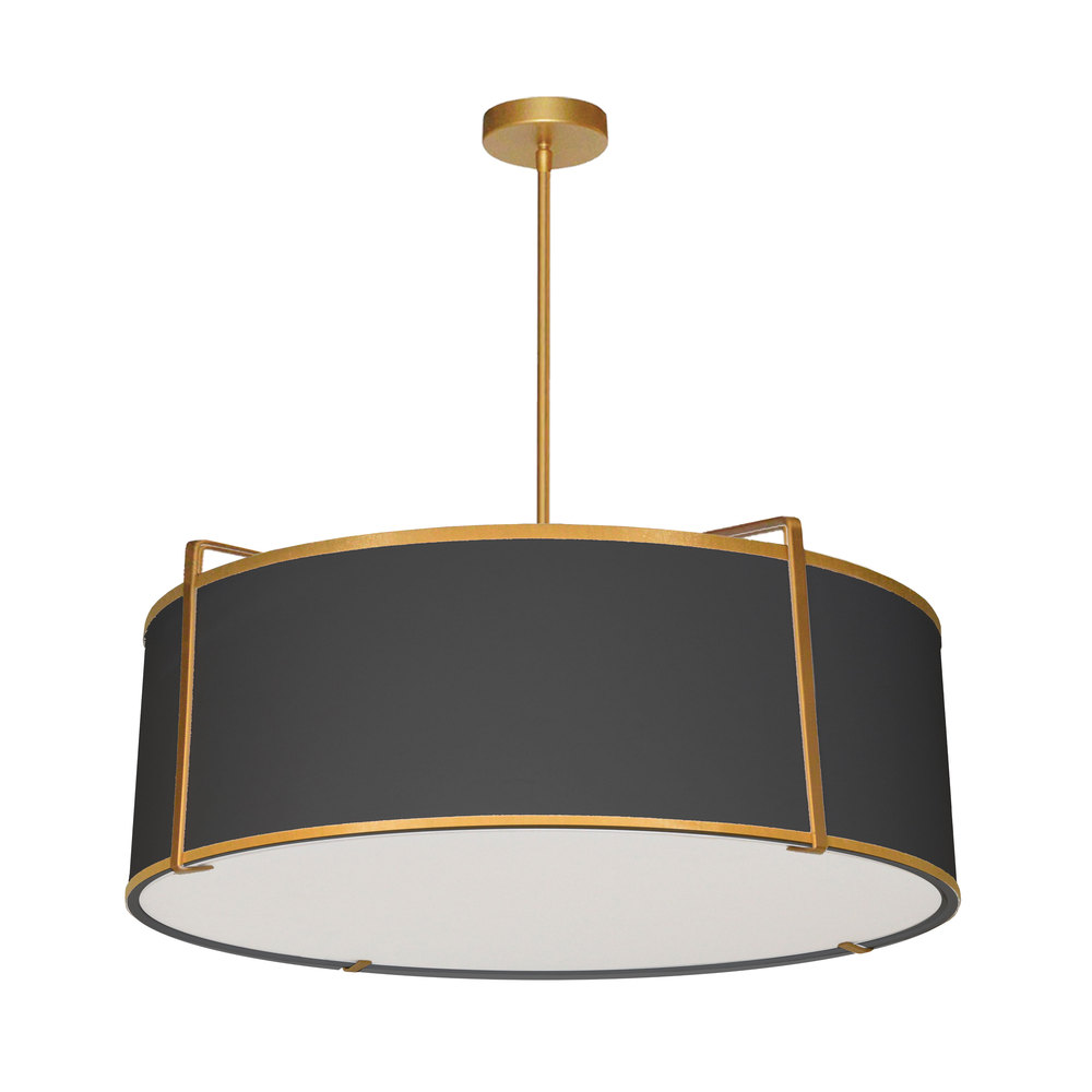 4LT Drum Pendant GLD/BK Shade w/790Diff