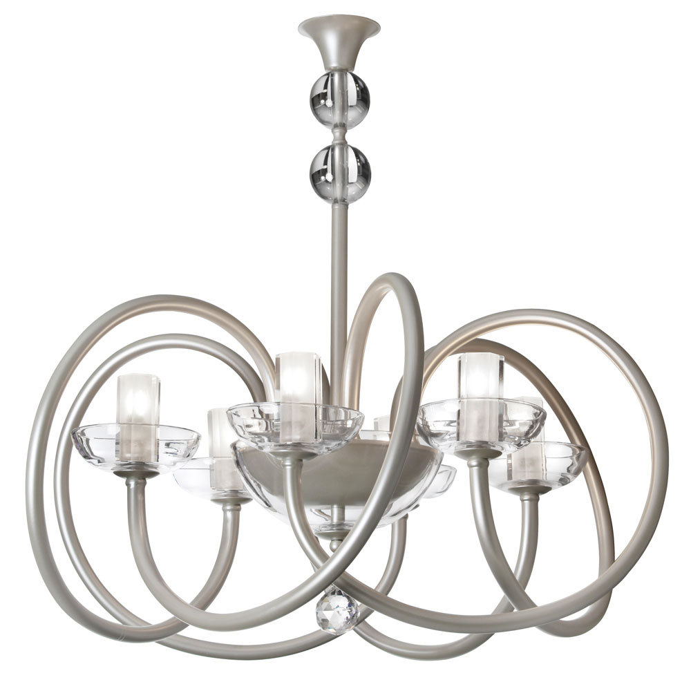 6LT Chandelier Pearl Finish