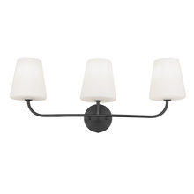 Dainolite ELN-213W-MB-WH - 3 Light Incandescent Vanity Matte Black with White Opal Glass