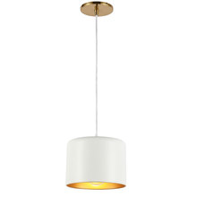 Dainolite EMI-81P-AGB-MW - 1 Light Incandescent Pendant, Aged Brass w/ Matte White &Gold Shade