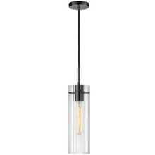 Dainolite PTA-51P-CFF-MB - 1 Light Incand Pendant, Matte Black w/ Clear Fluted Glass