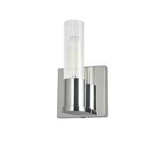 Dainolite TBE-41W-PC - 1 Light Incand Wall Sconce, Polished Chrome w/ Clear Fluted Glass