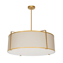 Dainolite TRA-244P-GLD-CRM - 4 Light Drum Pendant Gold/Cream Shade w/ White Fabric Diffuser