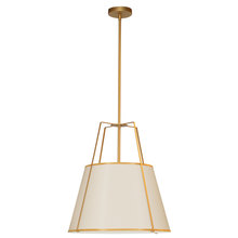 Dainolite TRA-331P-GLD-CRM - 3 Light Trapezoid Pendant Gold/Cream Shade w/ White Fabric Diffuser