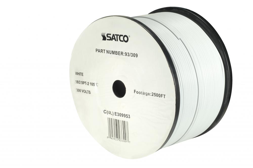 Lamp And Lighting Bulk Wire; 18/2 SPT-2 105C; 2500 Foot/Reel; White