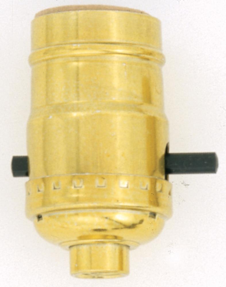 Standard Socket With Push-Thru Switch; Brite Gilt Finish; Carded