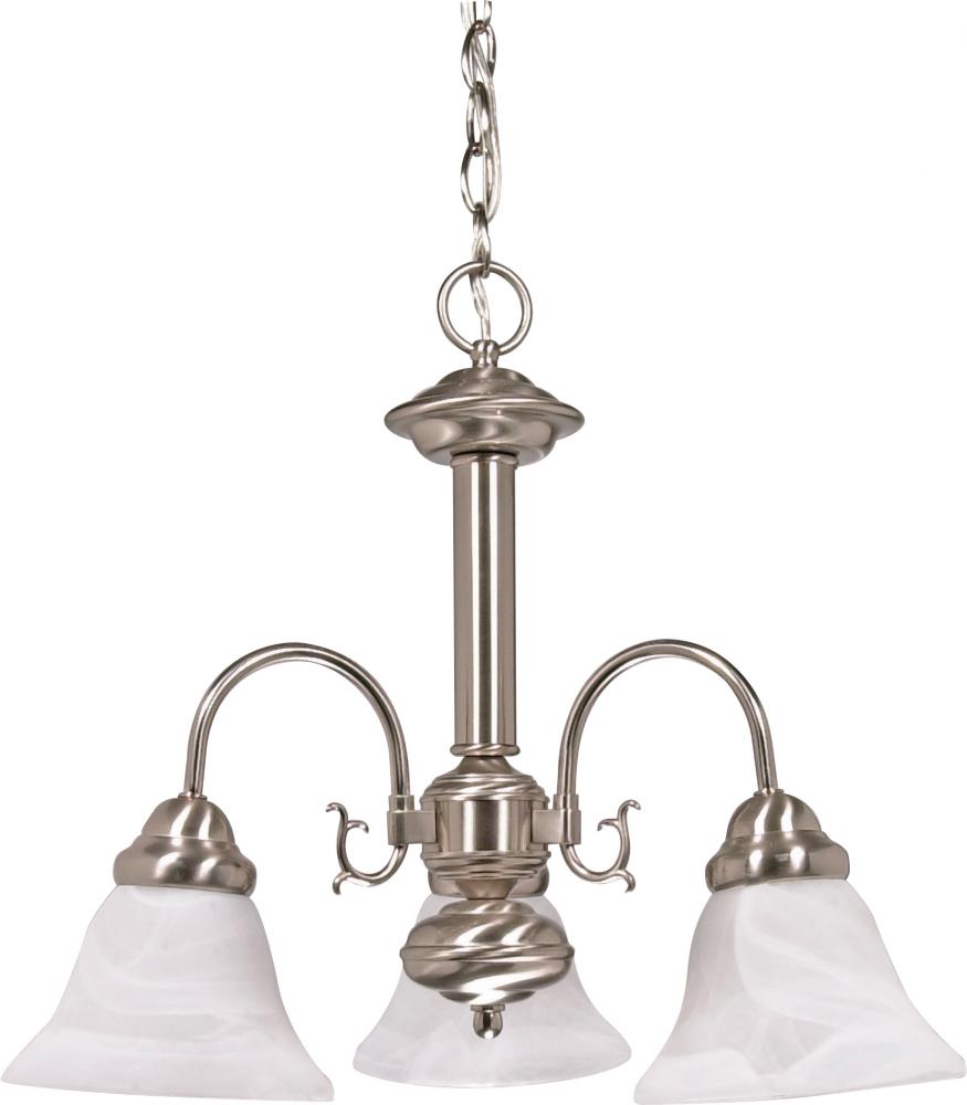 Ballerina - 3 Light Chandelier with Alabaster Glass - Brushed Nickel Finish