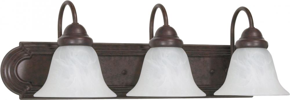 Ballerina - 3 Light 24" Vanity w/ Alabaster Glass Bell Shades - Old Bronze