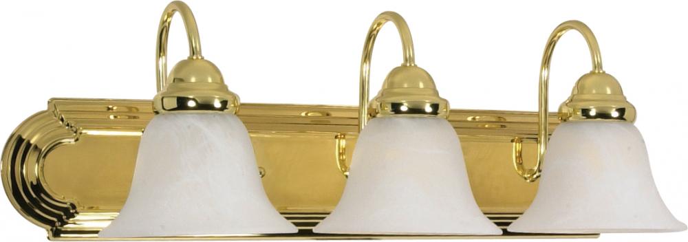 Ballerina - 3 Light 24" Vanity with Alabaster Glass - Polished Brass Finish