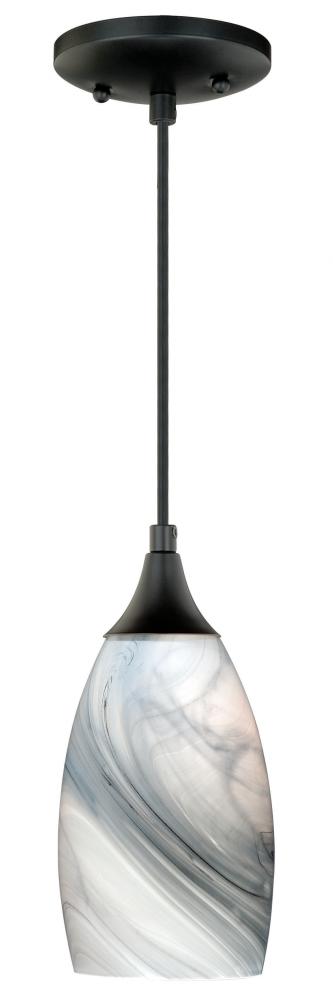 Milano 4.75-in Mini Pendant Marble Swirl Glass Oil Rubbed Bronze