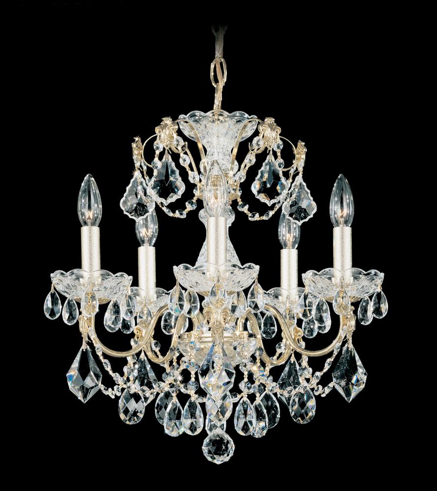 Century 5 Light 120V Chandelier in Antique Silver with Clear Heritage Handcut Crystal