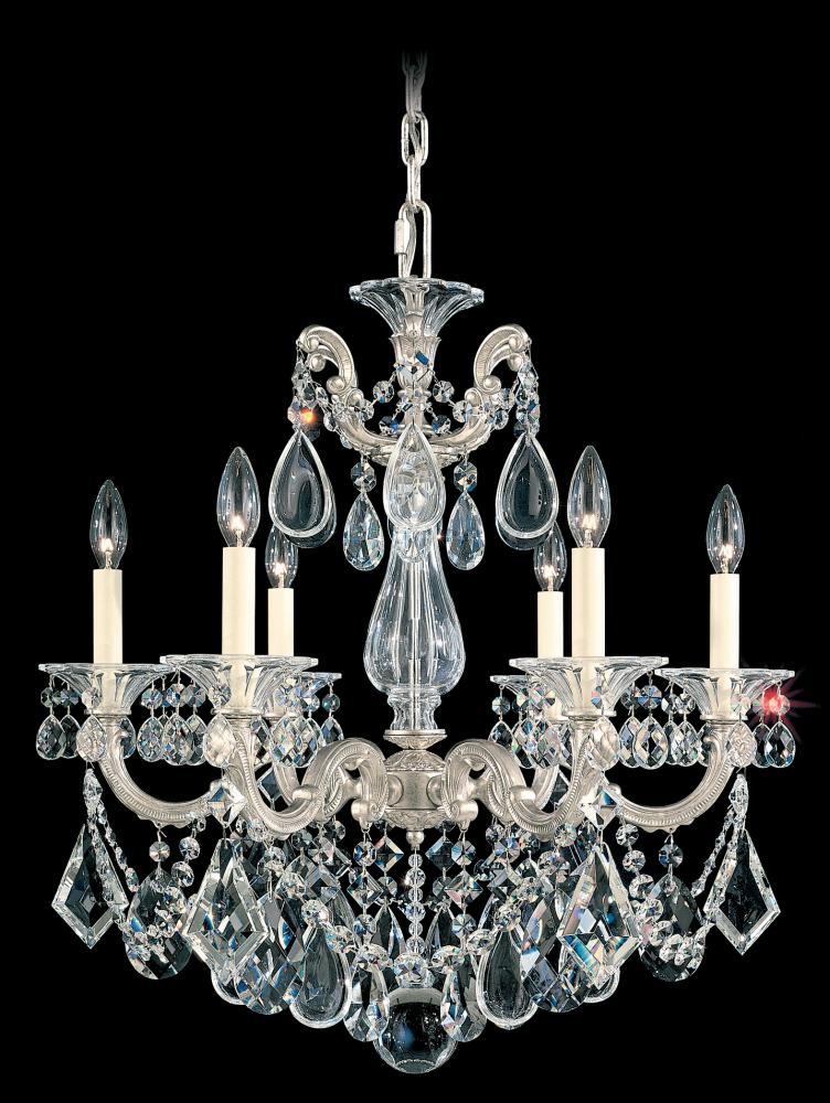 La Scala 6 Light 120V Chandelier in Heirloom Bronze with Clear Heritage Handcut Crystal