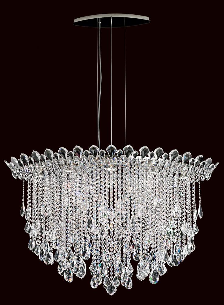 Trilliane Strands 8 Light 120V Pendant in Polished Stainless Steel with Clear Heritage Handcut Cry