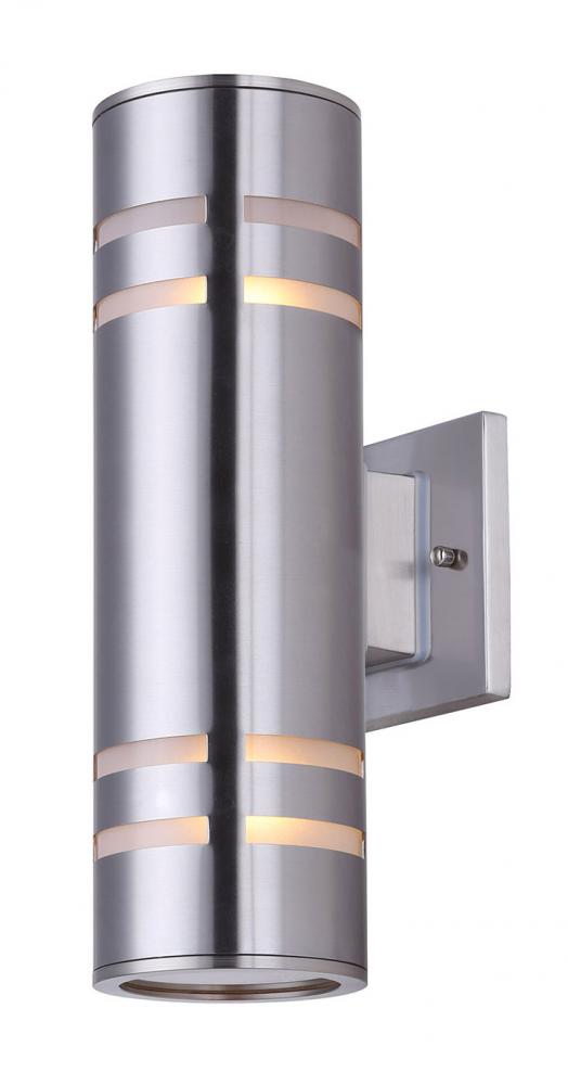 Tay, 2 Lt Outdoor Down Light, Stainless Steel, Glass Diffusers on Top and Bottom, 60W Type A