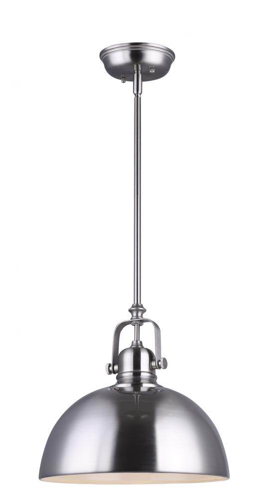 Polo 1 Light Pendant, Brushed Nickel Finish