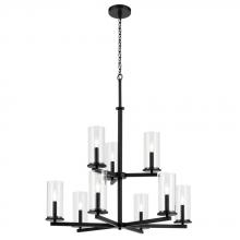 Kichler 44014BK - Crosby 32.5" 9-Light 2-Tier Chandelier with Clear Glass in Black