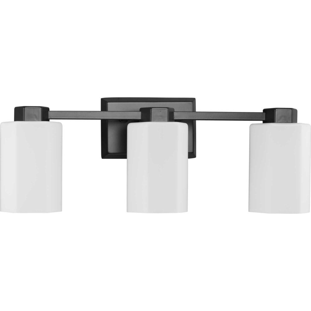 Estrada Collection Three-Light Matte Black Contemporary Bath & Vanity Light