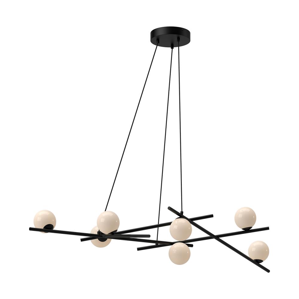 Amara 54-in Black/Glossy Opal Glass LED Chandeliers