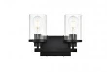 Elegant LD7316W12BLK - Saanvi 2 Light Black and Clear Bath Sconce