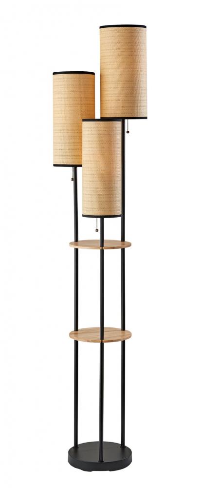 Trio Floor Lamp-Black and Antique Brass