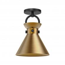 Alora Lighting SF412009MBAG - Emerson 9-in Matte Black/Aged Gold 1 Light Semi Flush Mount