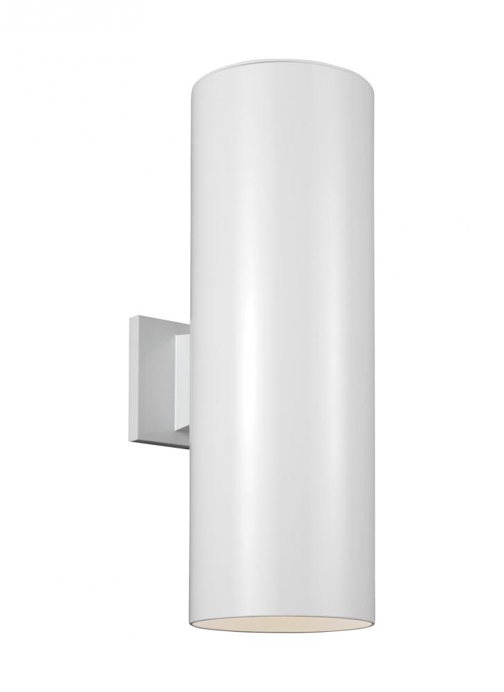 Outdoor Cylinders transitional 2-light LED outdoor exterior large wall lantern sconce in white finis