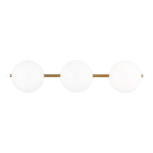 Visual Comfort & Co. Studio Collection EV1013BBS - Lune mid-century indoor dimmable 3-light vanity in a burnished brass finish with a milk white glass