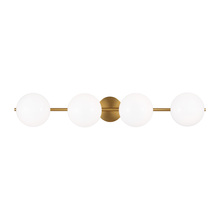 Visual Comfort & Co. Studio Collection EV1014BBS - Lune mid-century indoor dimmable 4-light vanity in a burnished brass finish with a milk white glass