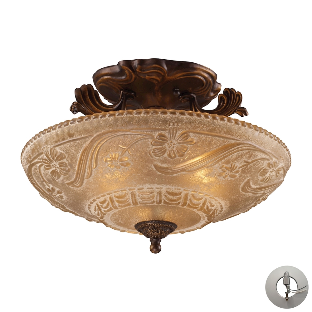 Thomas - Restoration 16'' Wide 3-Light Semi Flush Mount - Antique Golden Bronze