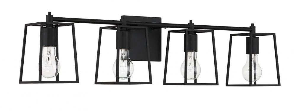 Dunn 4 Light Vanity in Flat Black