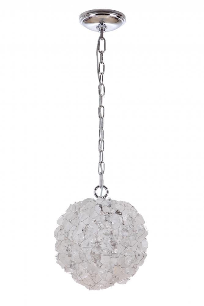 Roxx 1 Light Medium Pendant in Chrome w/Quartz Crystals