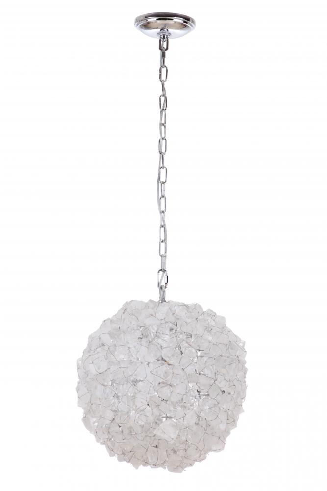 Roxx 1 Light Large Pendant in Chrome w/Quartz Crystals