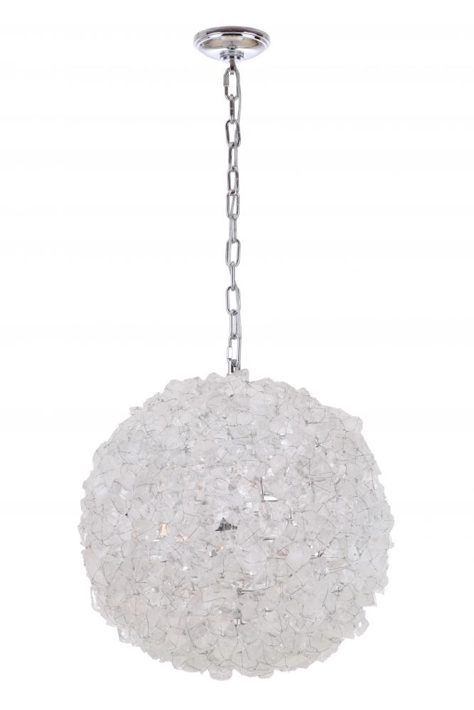 Roxx 4 Light X-Large Pendant in Chrome w/Quartz Crystals