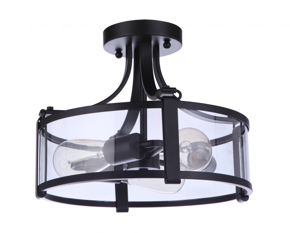 Elliot 3 Light Semi Flush in Flat Black