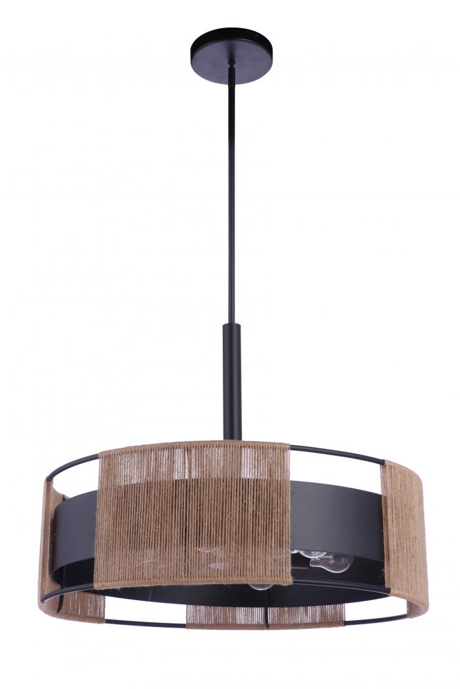 Kensey 6 Light Pendant in Flat Black