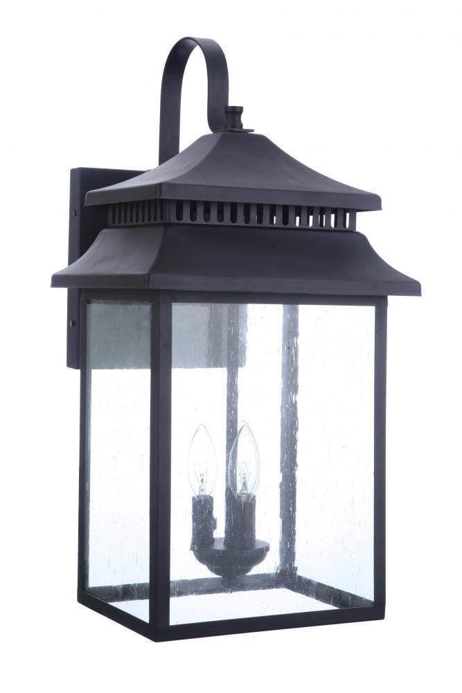 Crossbend 3 Light Extra Large Outdoor Wall Lantern in Textured Black