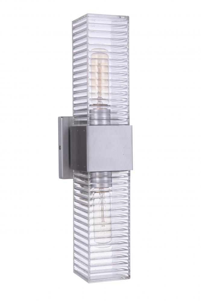 Ridge 18" 2 Light Outdoor Wall Sconce in Satin Aluminum