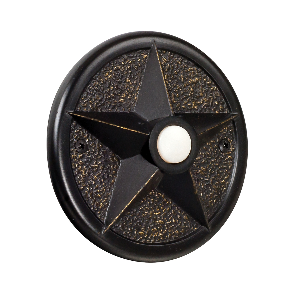 Surface Mount Star LED Lighted Push Button in Antique Bronze