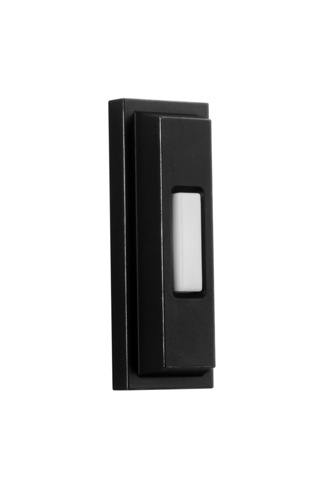 Surface Mount LED Lighted Push Button, Beveled Rectangle in Flat Black