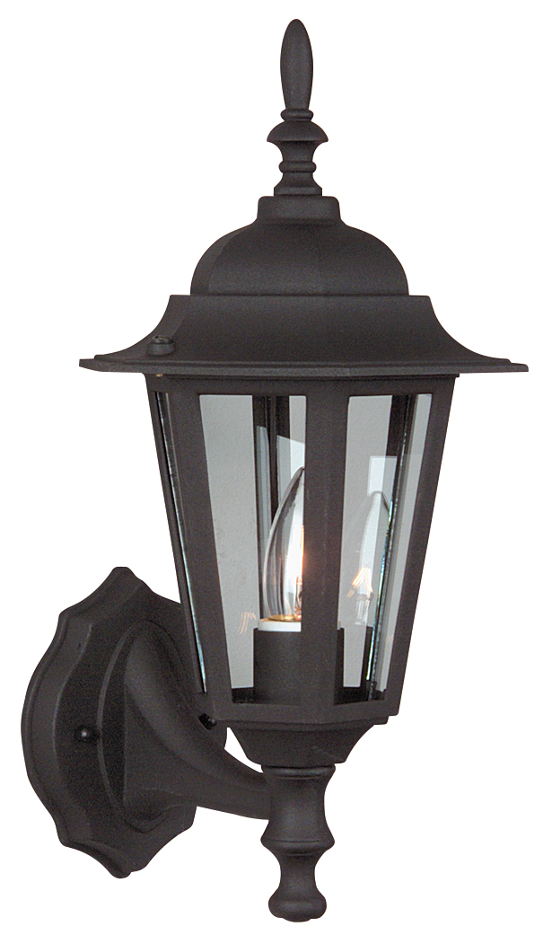 Straight Glass Cast 1 Light Small Outdoor Wall Lantern in Textured Black