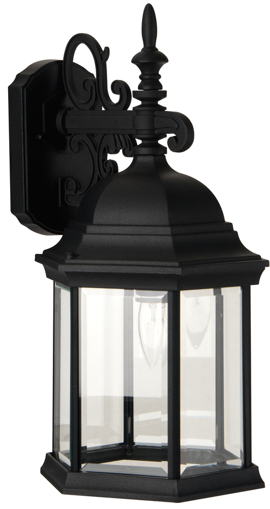 Hex Style Cast 1 Light Large Outdoor Wall Lantern in Textured Black