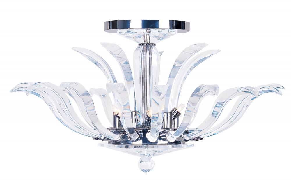 Five Light Chrome Bowl Semi-Flush Mount